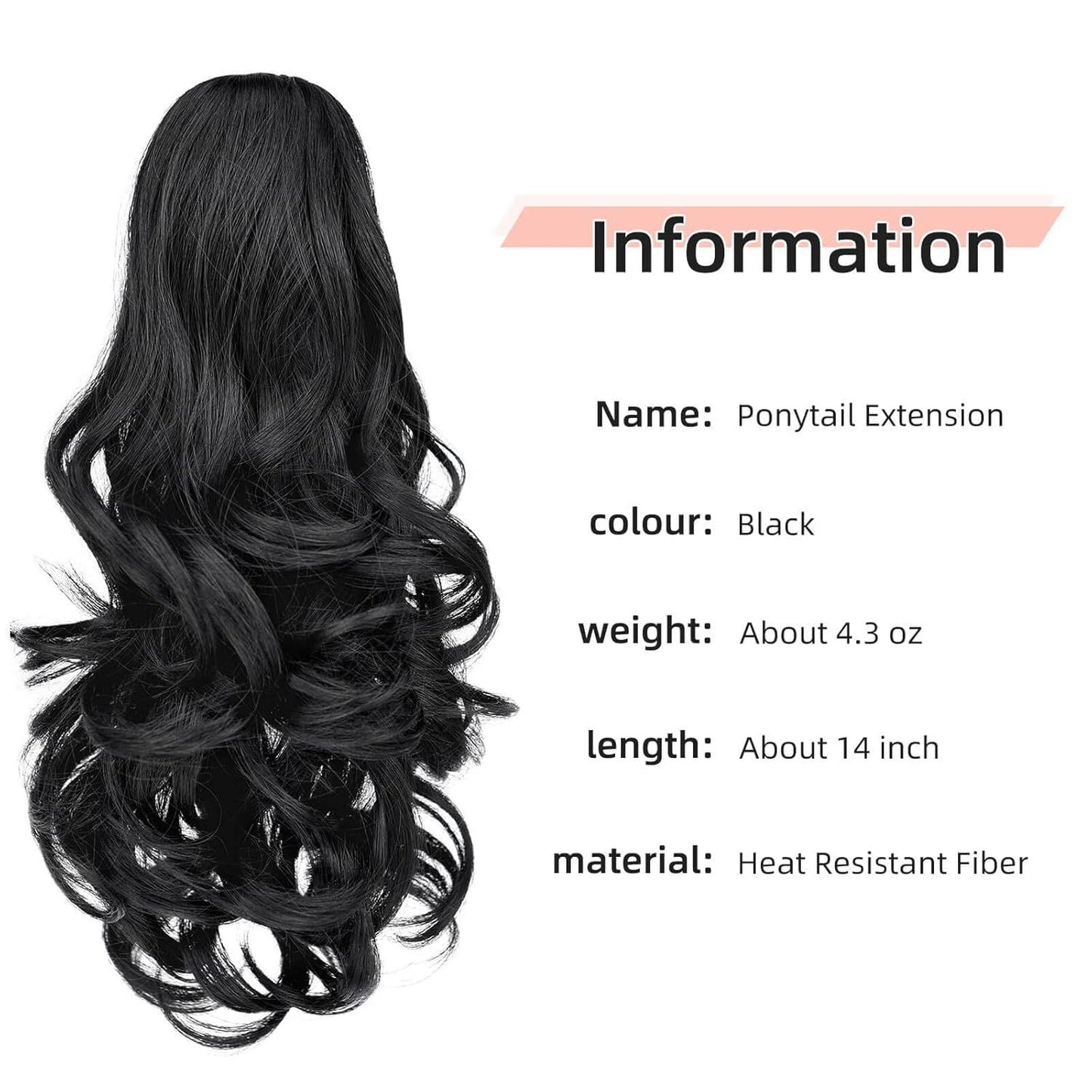 Women's Short Fiber Big Hair Claws For Wig Ponytail