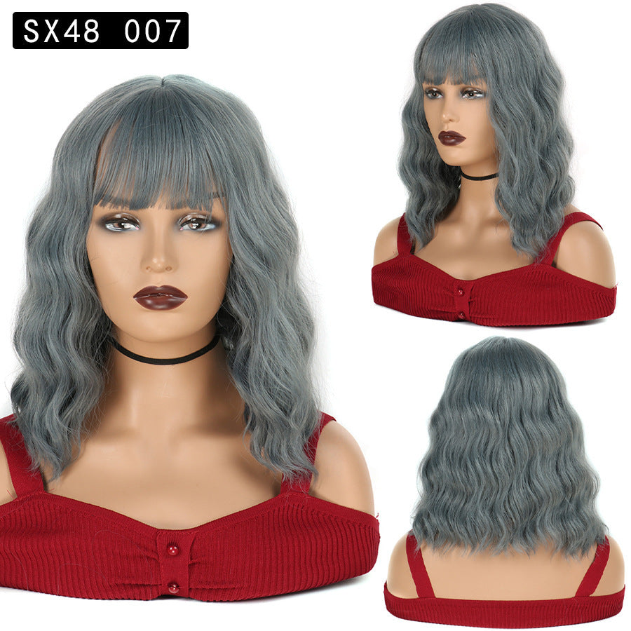 Corn Curler Headband Bangs Fiber Water Wig Short Curly Hair