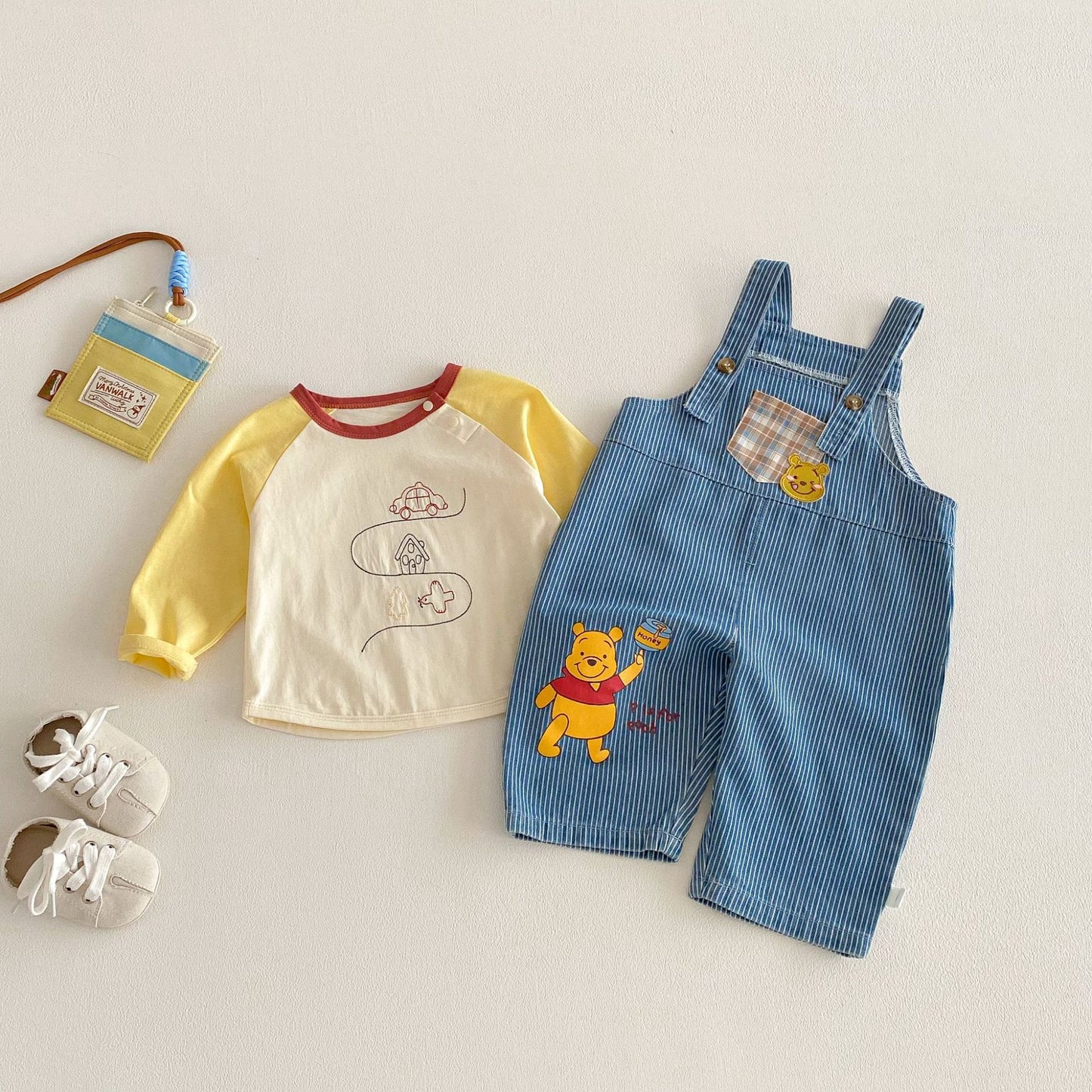 Children's Cartoon Suspender Spring Boys Fashionable Korean Style Embroidered Slacks Children's Pants
