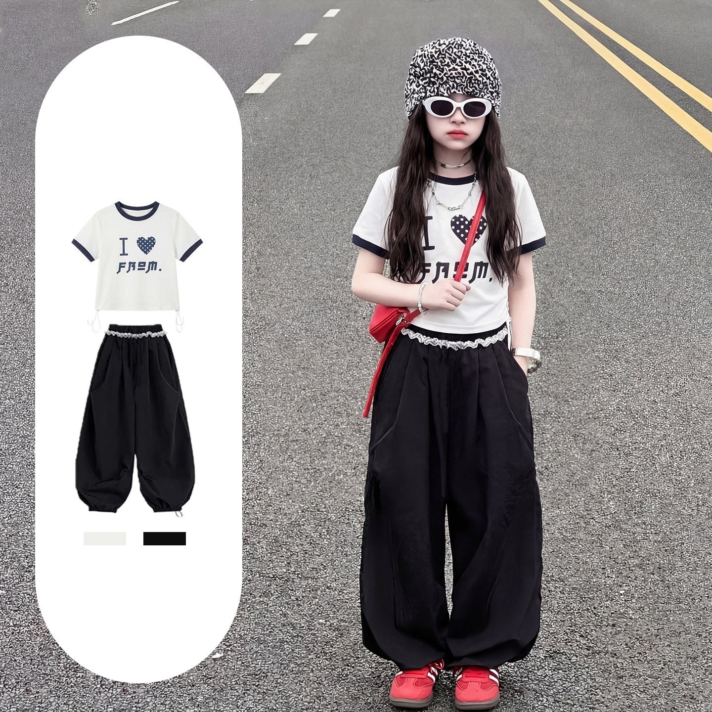 Children's Two-piece Dress Teens Short Sleeve Summer Thin Loose Casual Children's Suit