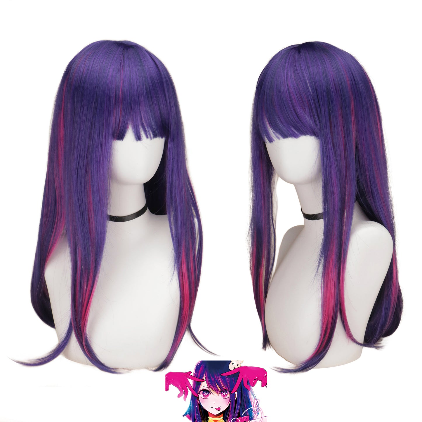 Love Simulation Scalp Top Highlight Special Blue Purple Long Cos Wig
