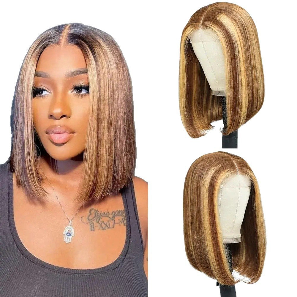 New Simulation Human Front Lace Fake Wig Short Straight Hair