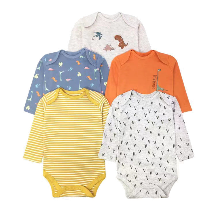 Children's Clothing Infant Rompers Long Sleeve Mixed Color Triangle Jumpsuit, Climbing Suit