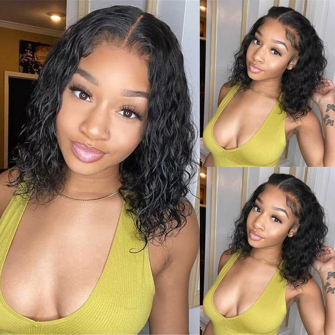 Female African Small Synthetic Wigs Long Wig Short Curly Hair