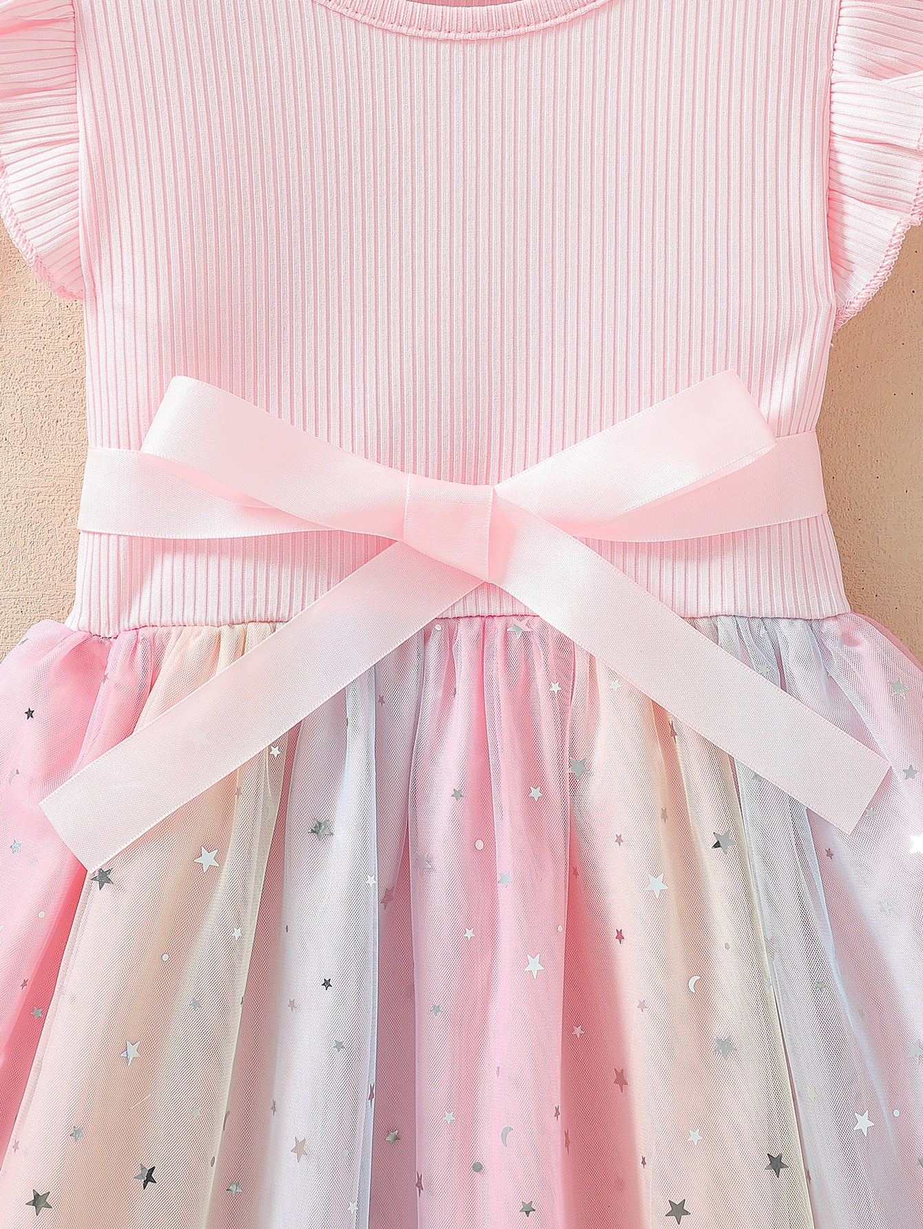 Children's Bow Summer Short-sleeved Gradient Mesh Princess Children's Dress