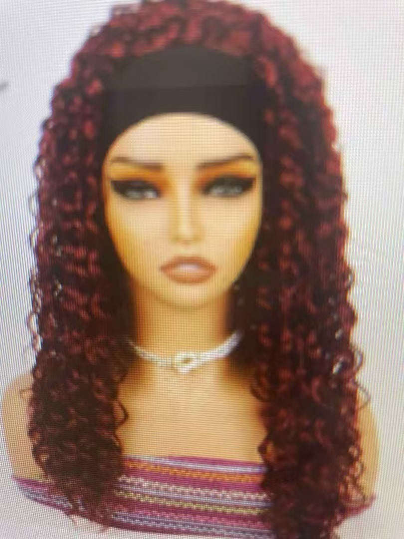 Long Black Headgear Small Chemical Fiber Wig Short Curly Hair