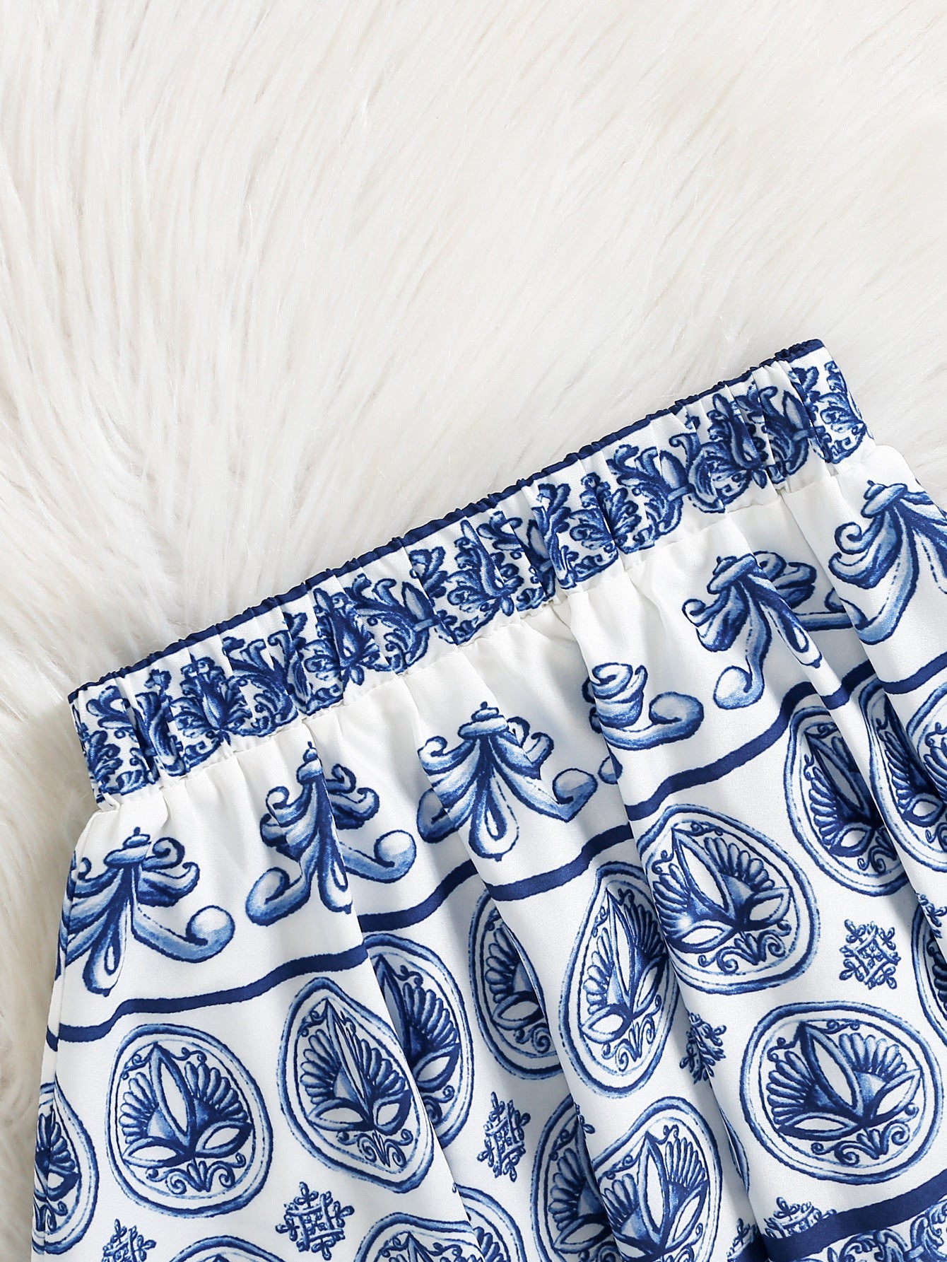 Blue White Porcelain Ethnic Dress Young Little Summer Children's Suit