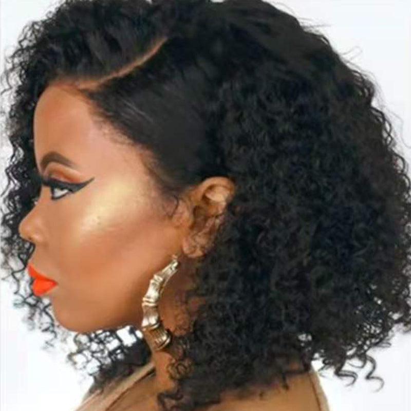 African Black Medium Small Volume Chemical Wig Short Curly Hair