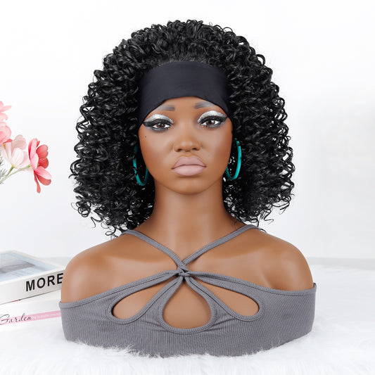 Graceful Ice Silk Band Headband Sheath Wig Short Curly Hair