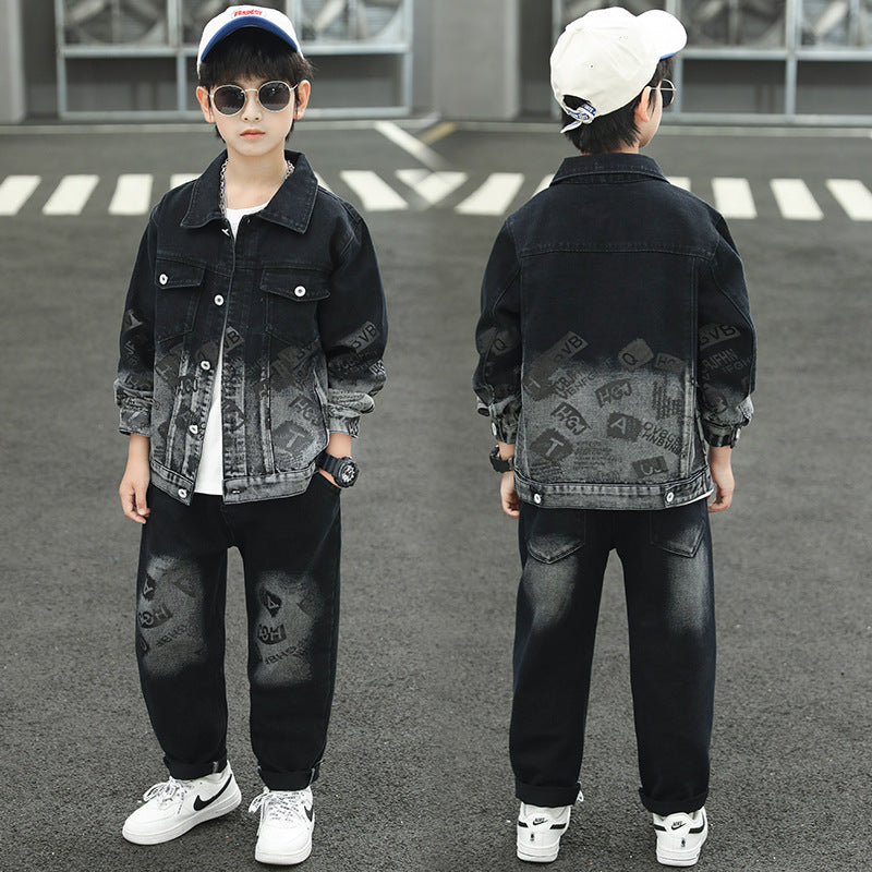 Children's Big Denim Two-piece Handsome Trendy Spring Children's Suit