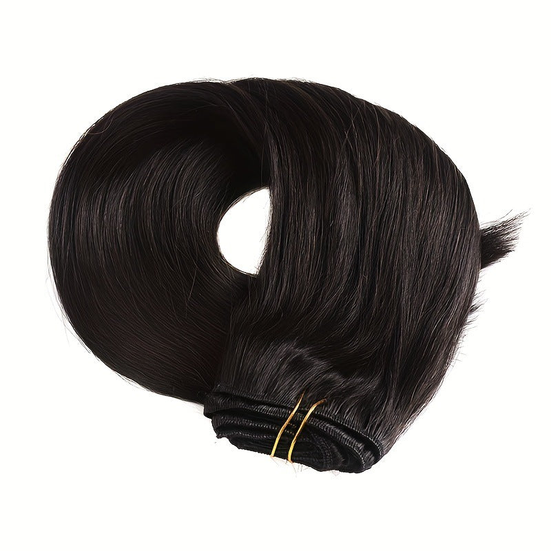 Hairpiece Clip Straight Piece Set Human Real Hair Wig