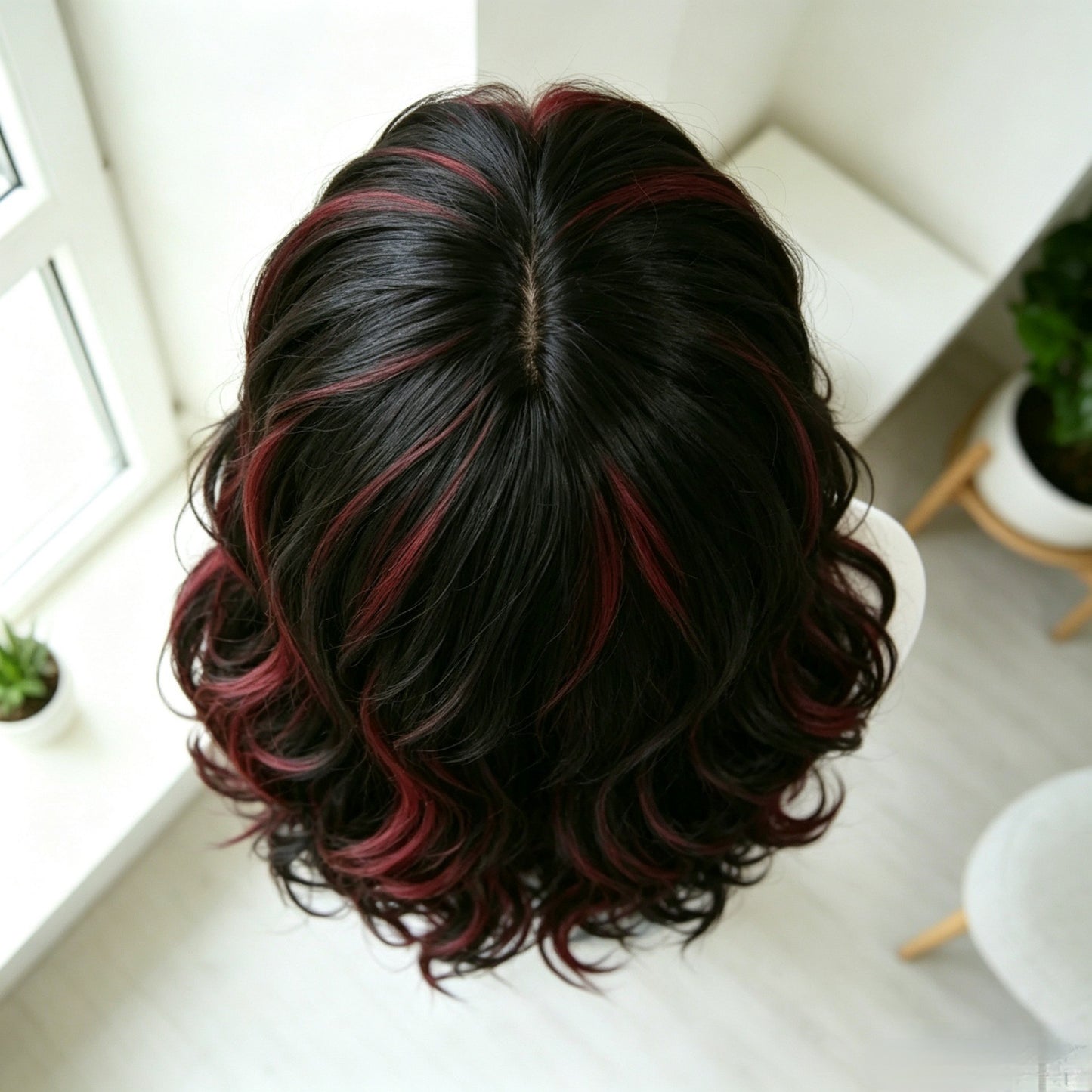 Highlight Mixed Color Bangs Big Wave Wig Long Curls