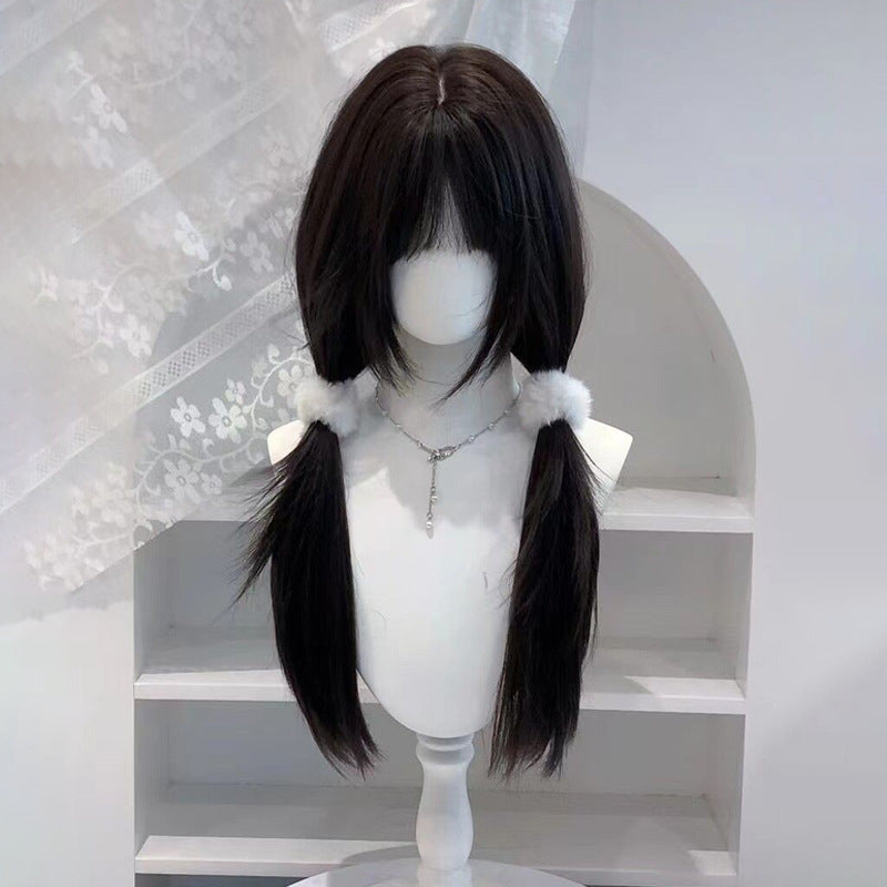 Women's Hair High-level Natural Two-dimensional Daily Black Long Straight Wig