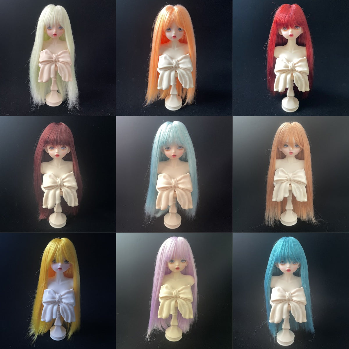 Soft Silk Optional Bangs Long Straight Hair Points Doll Head Cos Wig