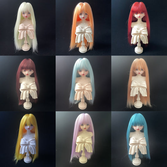 Soft Silk Optional Bangs Long Straight Hair Points Doll Head Cos Wig