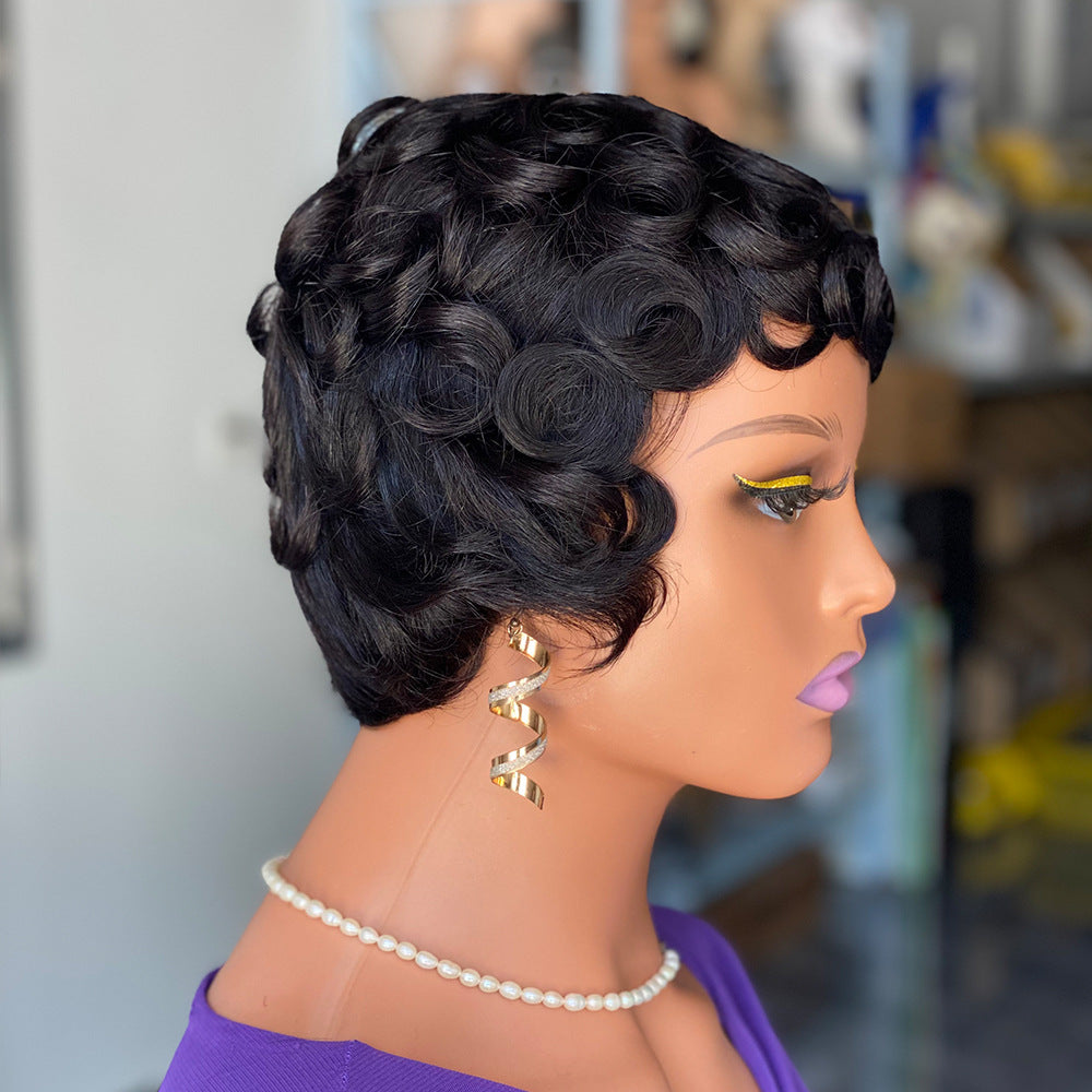 New Beautiful Trendy Human Mechanism Short Real Hair Wig