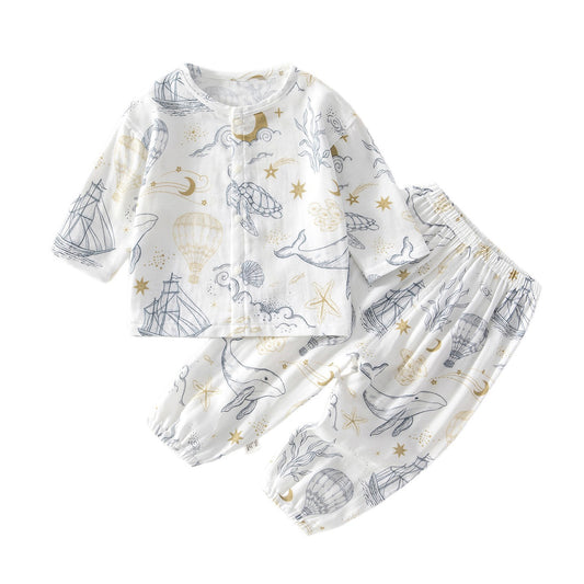 Pajama Sets Long-sleeved Bamboo Fiber Top Children's Suit