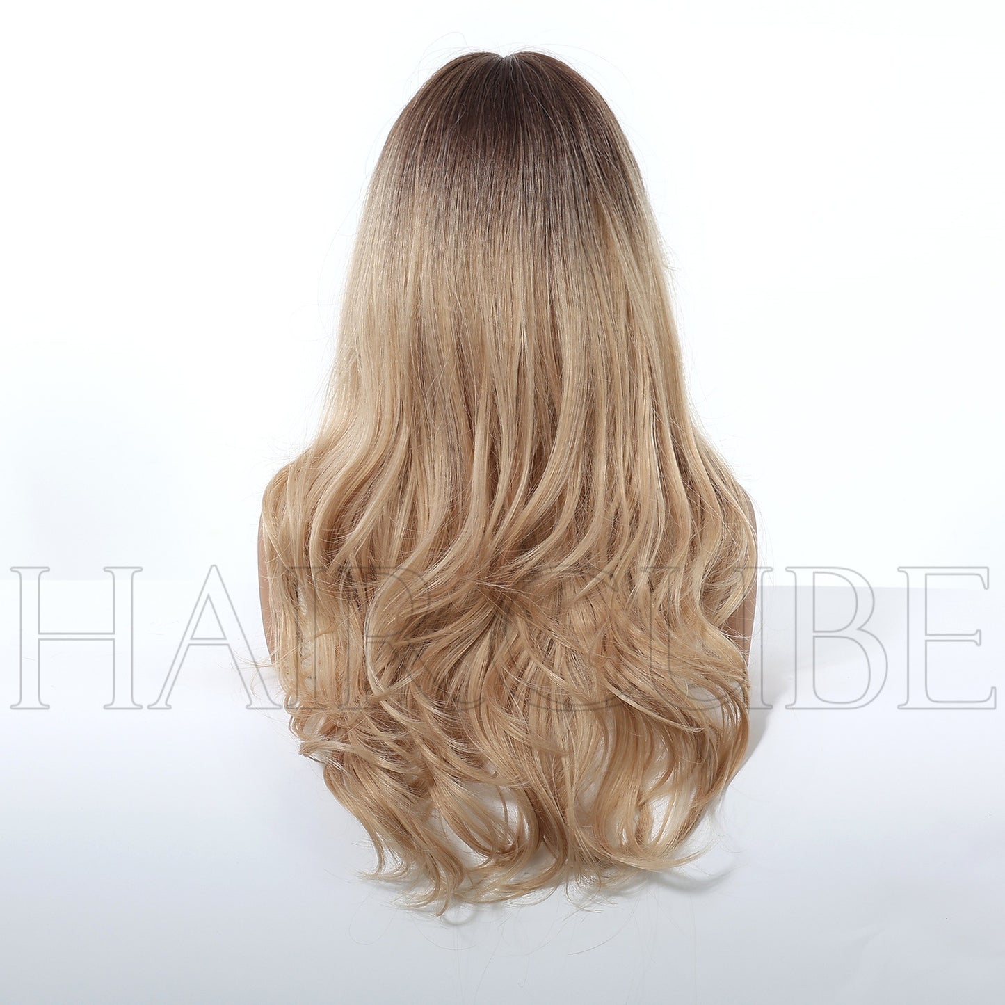Curly Hair Gradient Bangs Golden Chemical Fiber Female Wig Long Curls