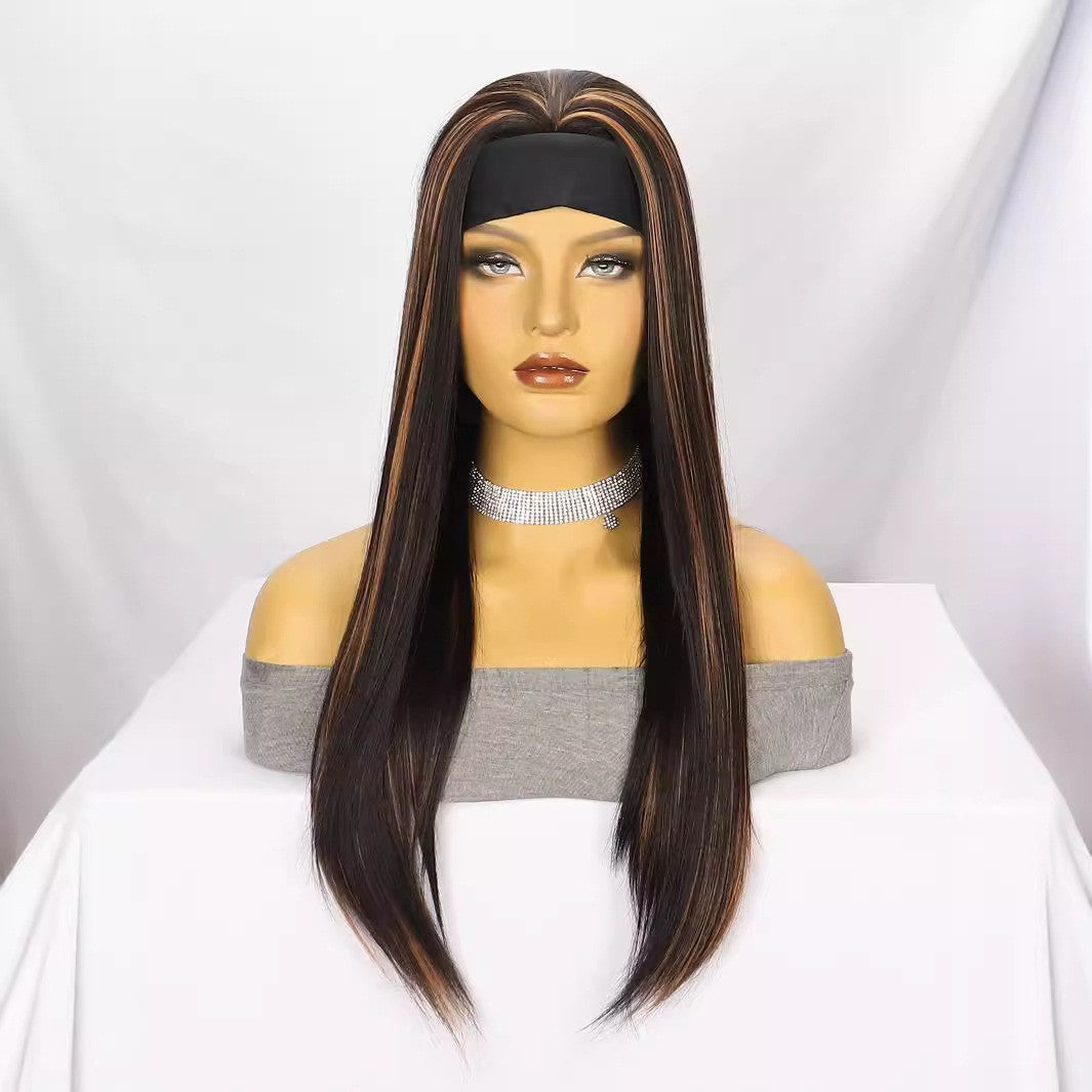Women's Band Curly Brown Mixed Color Synthetic Wigs Big Wig Long Curls