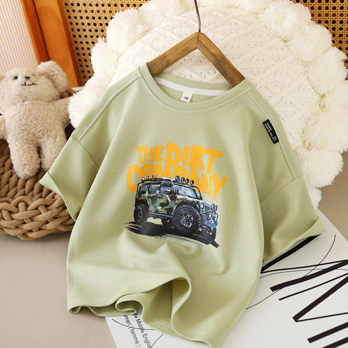 Children's Short-sleeved Medium Large Round Neck Top Cotton Clothes Children's T-shirt