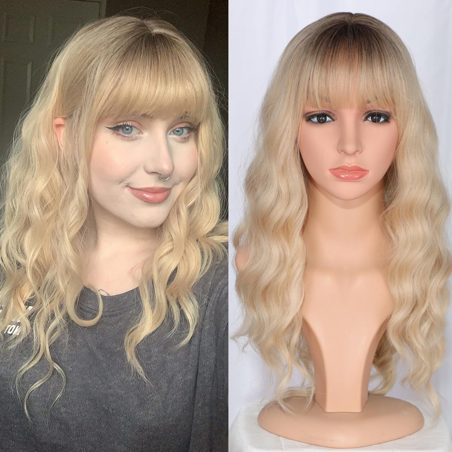 Female Curly Hair Fiber Mechanism Golden Wig Long Curls