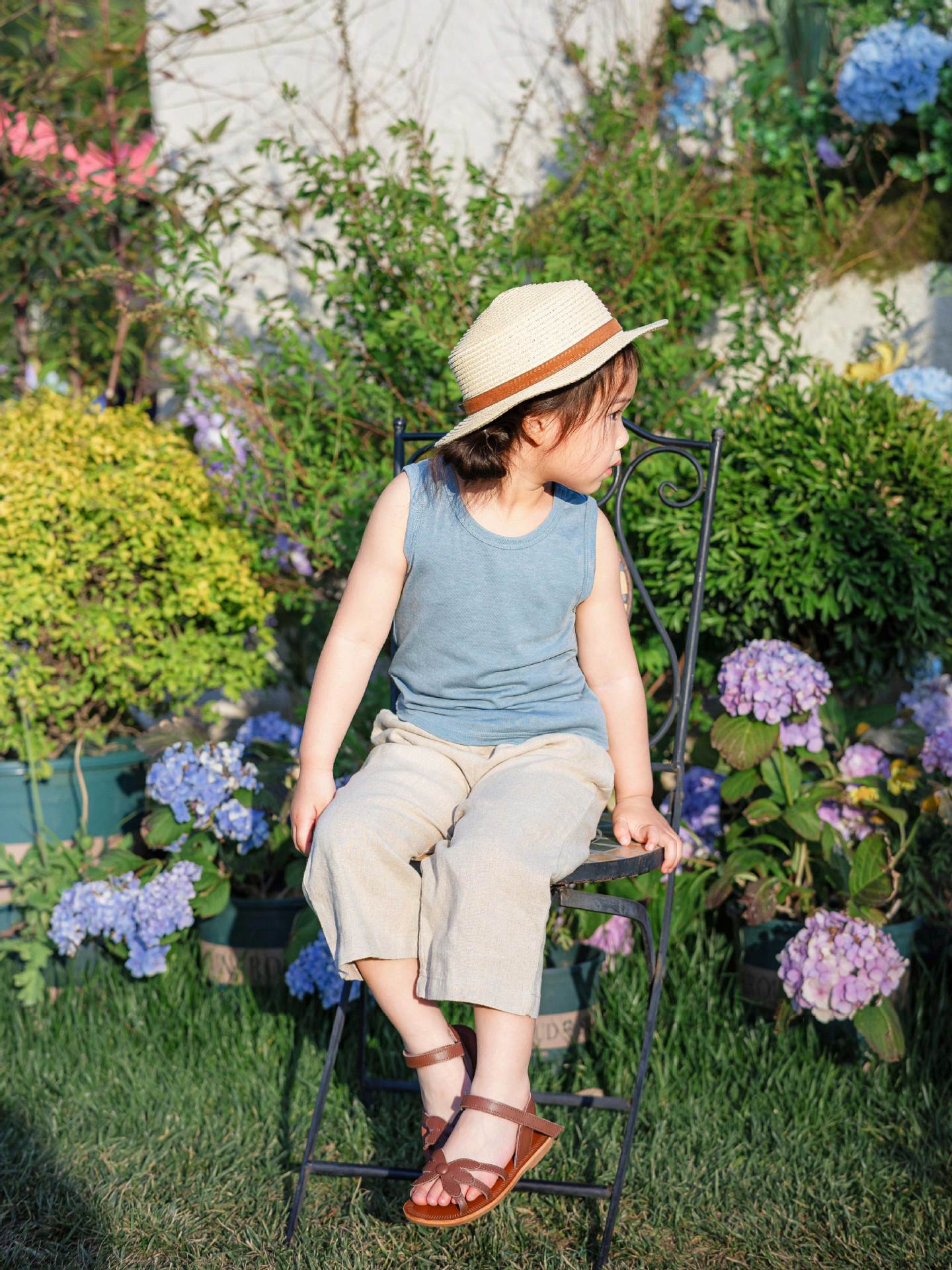 Children's Linen Leisure Boys Pure Color Elastic Waist Children's Pants