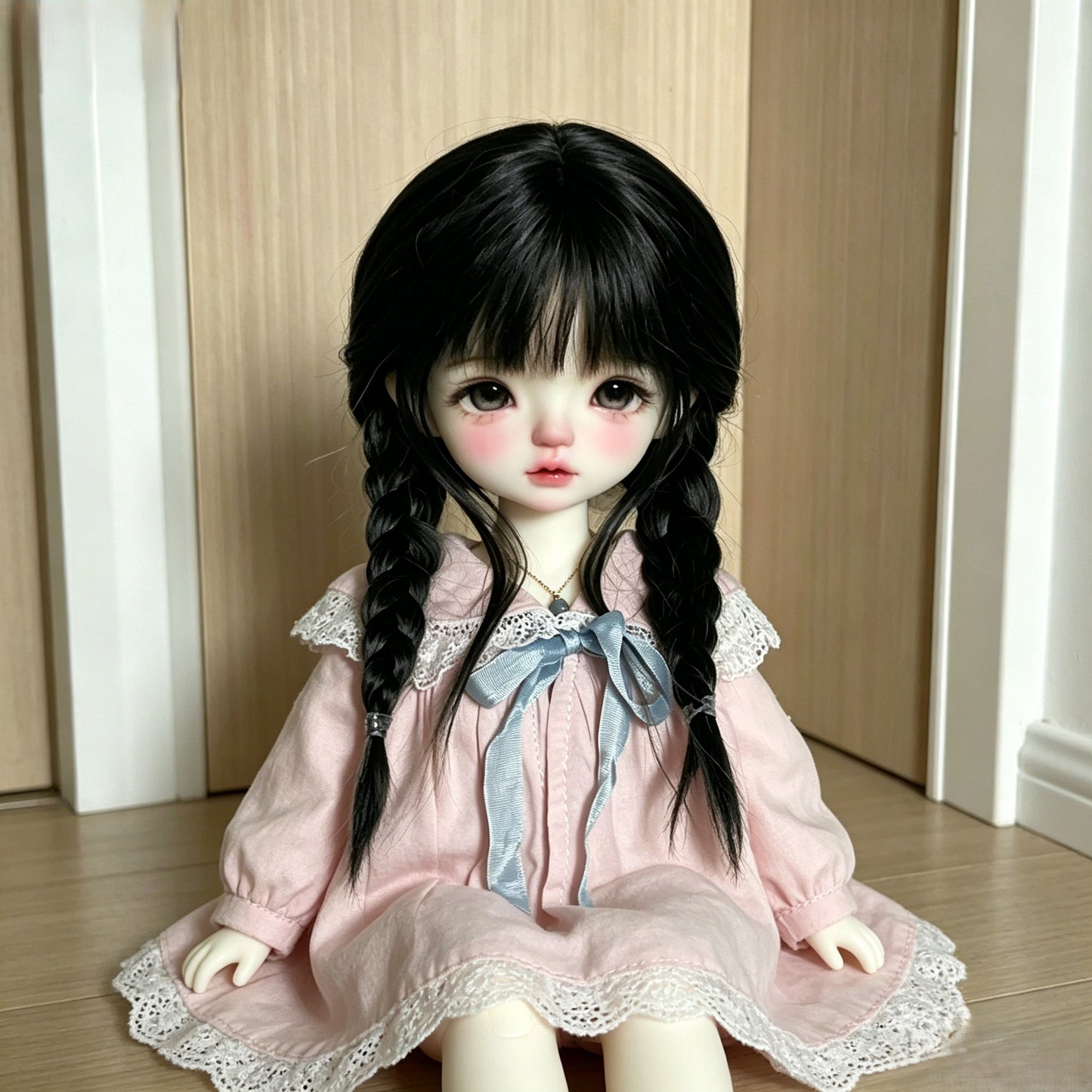 Doll Points Black Straight Bangs Double Cos Wig