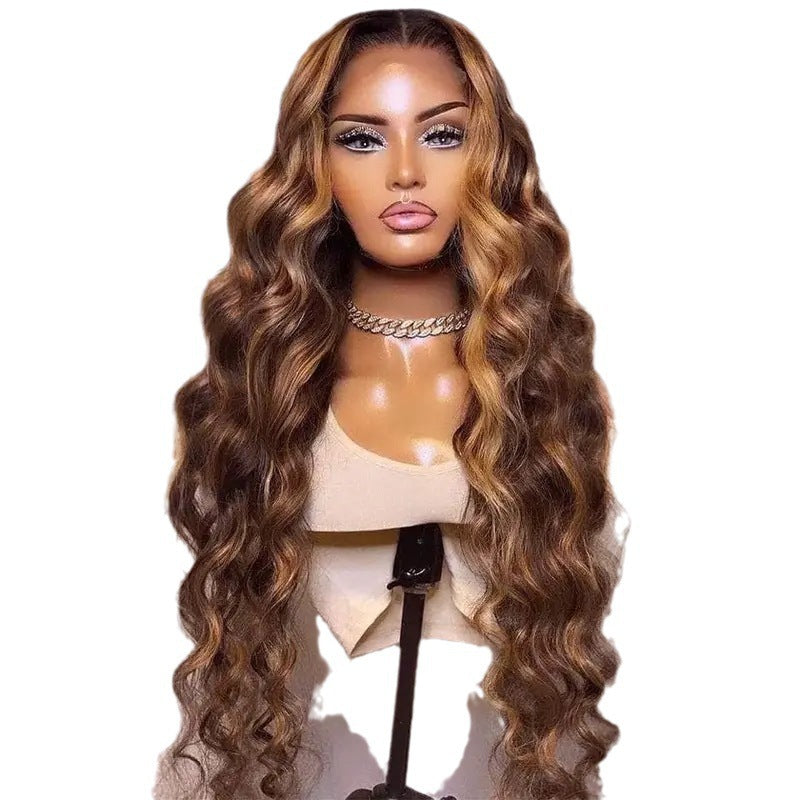 Fashion Front Lace Big Wave African Curly Hair Synthetic Wig Long Curls