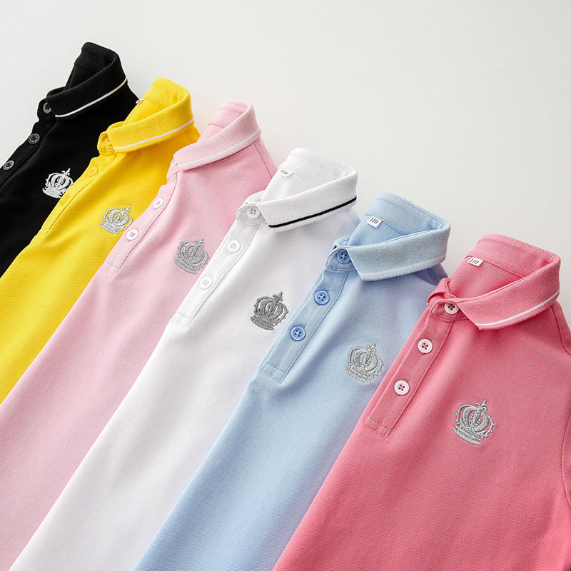 Children's Summer Korean Style Short-sleeved Medium Big Cotton Shirt Polo Children's T-shirt