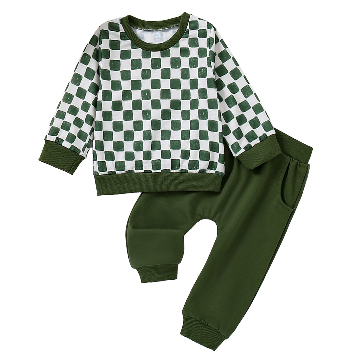 Children's Plaid Long-sleeved Trousers Pocket Boys To Children's Suit