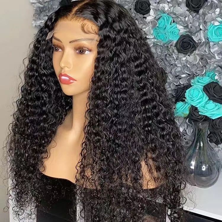 Women's African Small Curly Hair Front Lace Wig Long Curls
