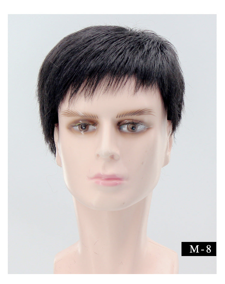 Men's Realistic Breathable Real Hair Hand Woven Men's Wig
