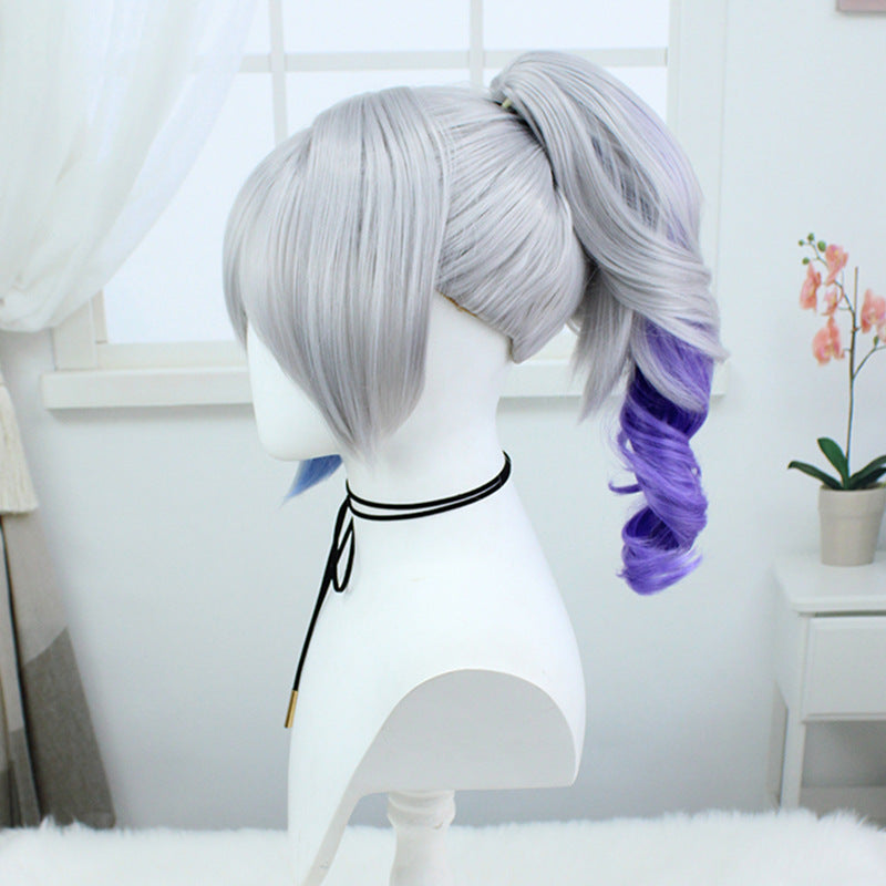 Beautiful Broken Star Dome Railway Simulation Scalp Highlight Blue Color Cos Wig