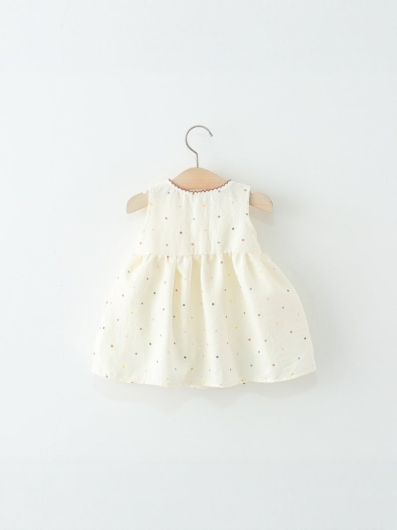 Children's Cartoon Polka Dot Single Layer Cotton Vest Skirt Western Children's Dress
