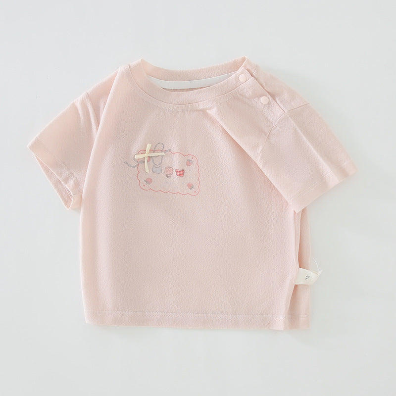 Children's Clothes Infant Half Sleeve Short Breathable Class Female Top For Children's T-shirt