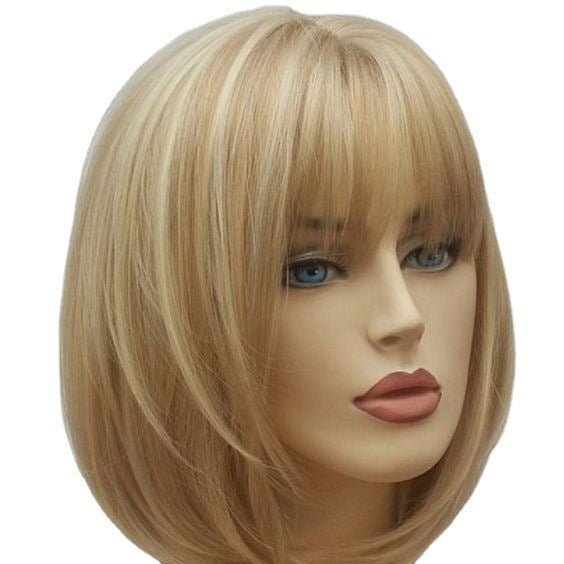 Ya Head Cover Golden Bangs Generation Wig Short Straight Hair