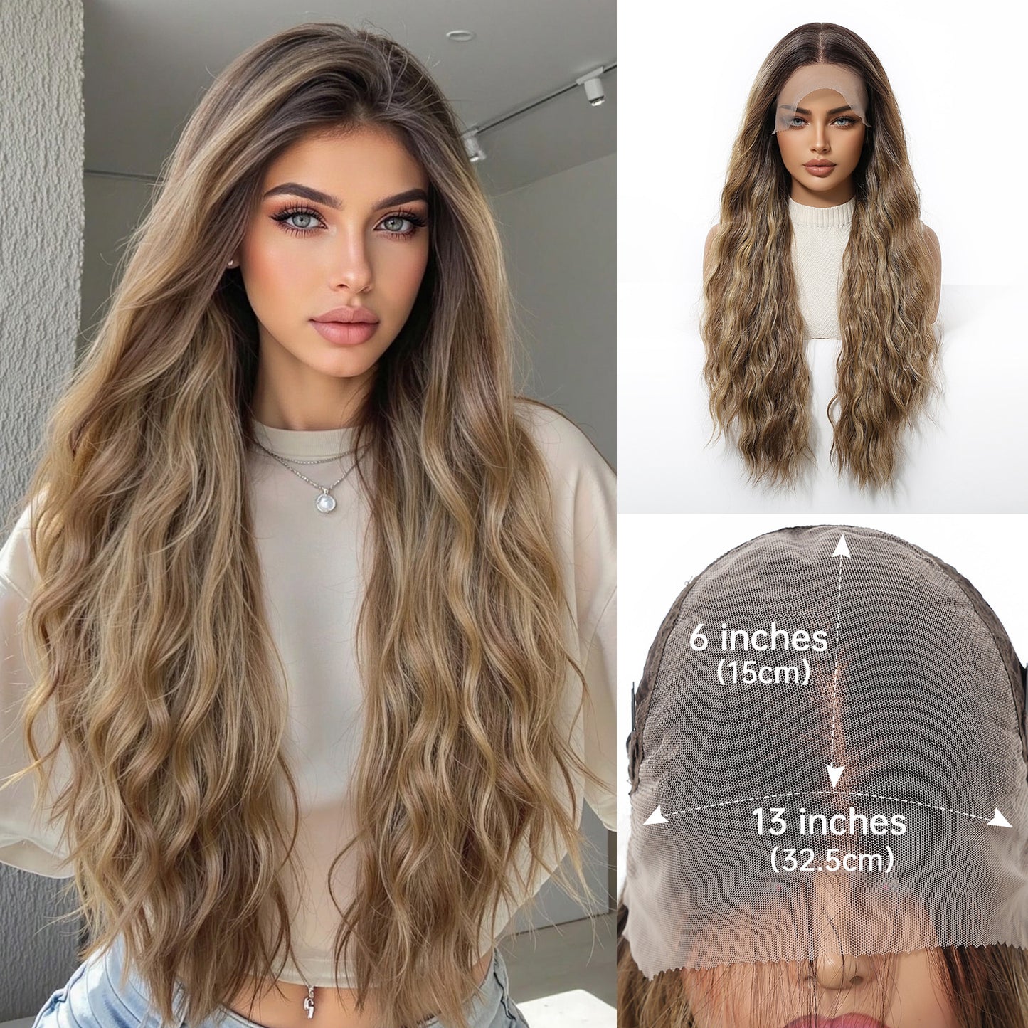 Silk Lace Female Breathable Net Cap Full Head Style Daily Wig Long Curls