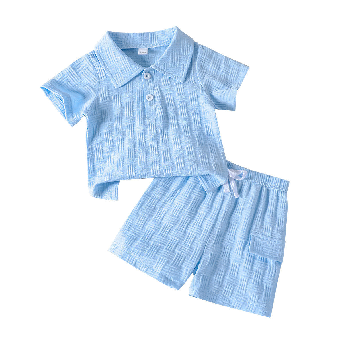 Boy Jacquard Short Sleeve Polo Collar Top Shorts Summer Daily Children's Suit
