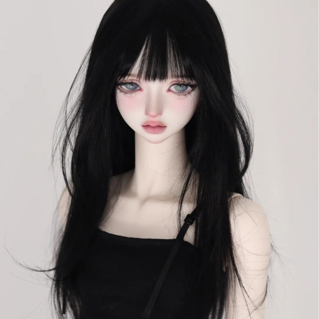 Points Straight Bangs Long Black Hair Good-looking Cos Wig