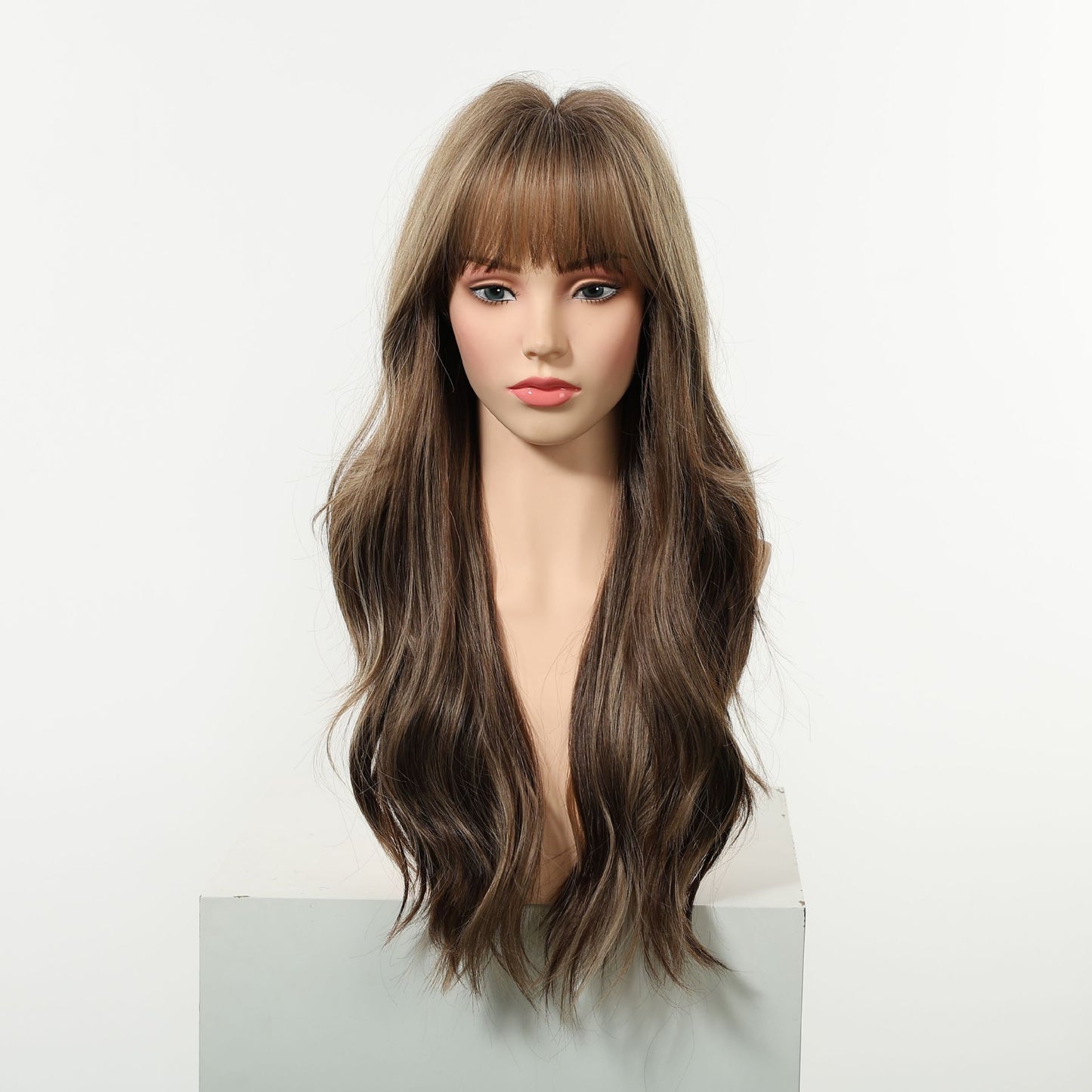 White Gold Color Barbie Wind Big Wave Curly Hair Fluffy Wig Long Curls