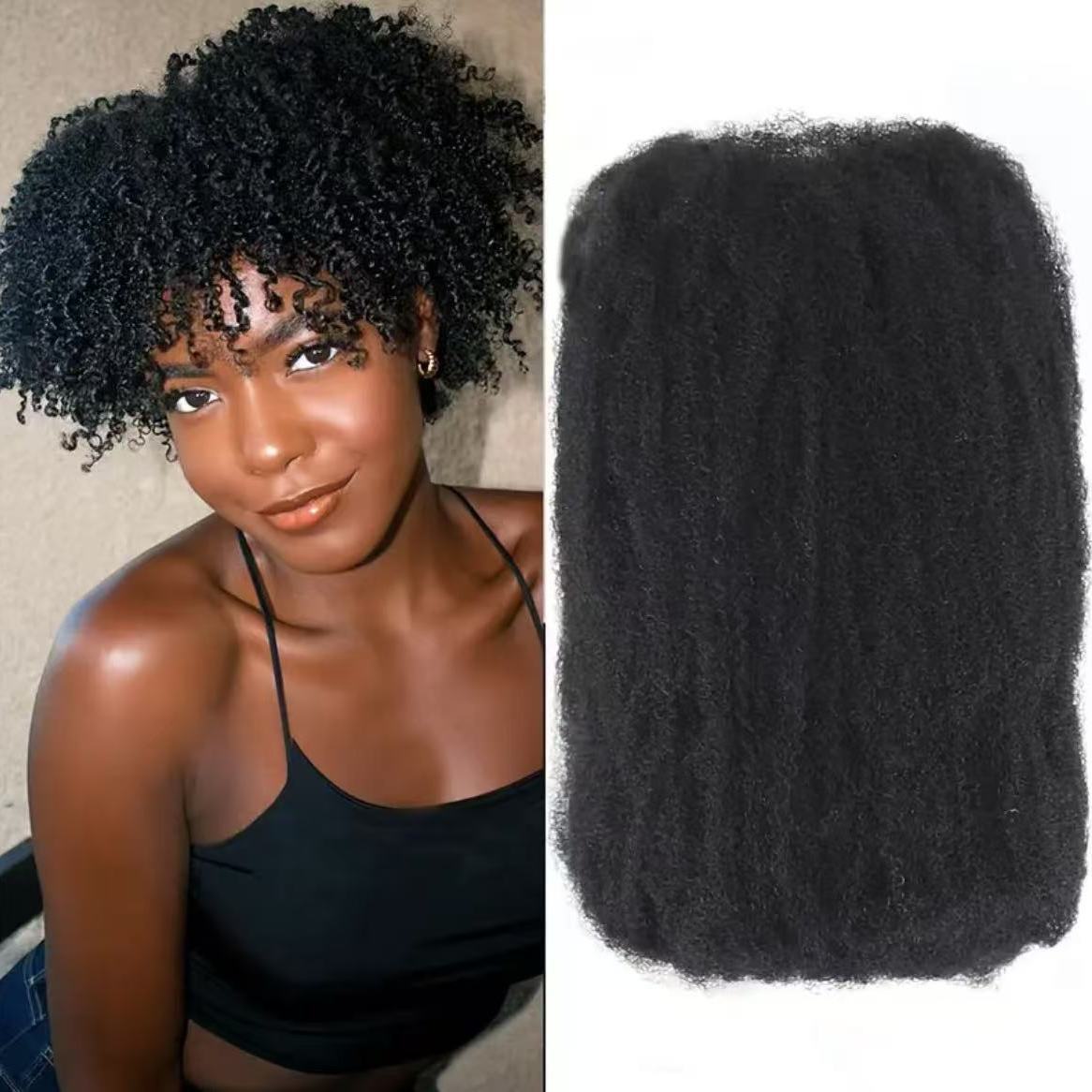 Slouchy African Human Puffy Silk Bag Real Hair Wig