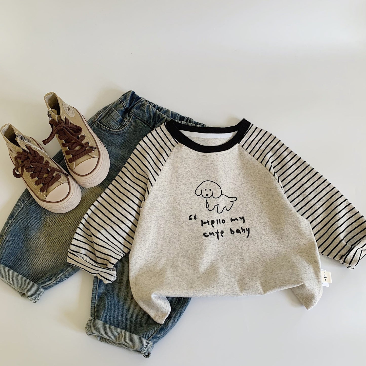 Women's & Men's Korean Style Spring Clothing Long-sleeved Shirt Children's T-shirt