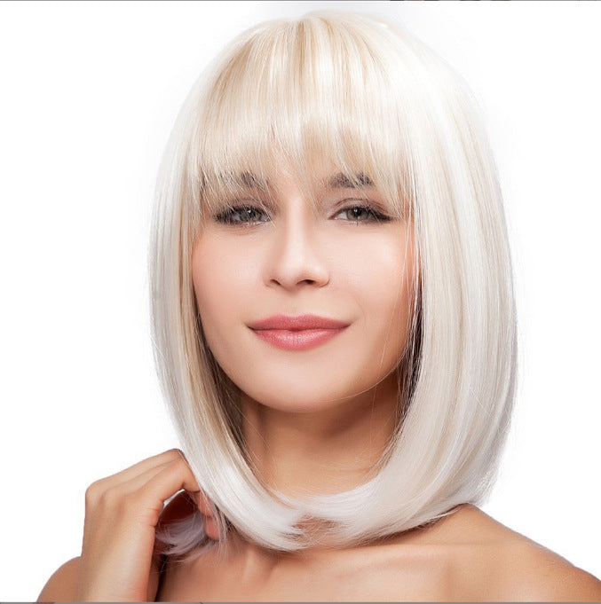 Female Gradient Color Fluffy Face Shaving Rose Net Wig Short Curly Hair