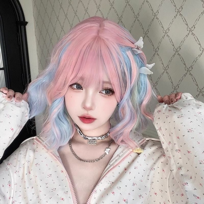 Women's Comic Fashion Style Daily Wave Tail Rose Net Wig Short Curly Hair