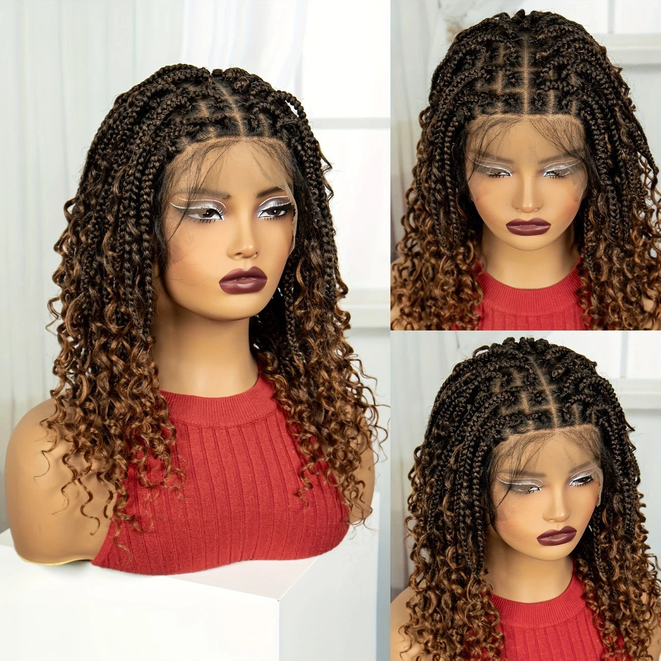 Three-strand Braid Fly Full Lace Synthetic Wig Long Curls