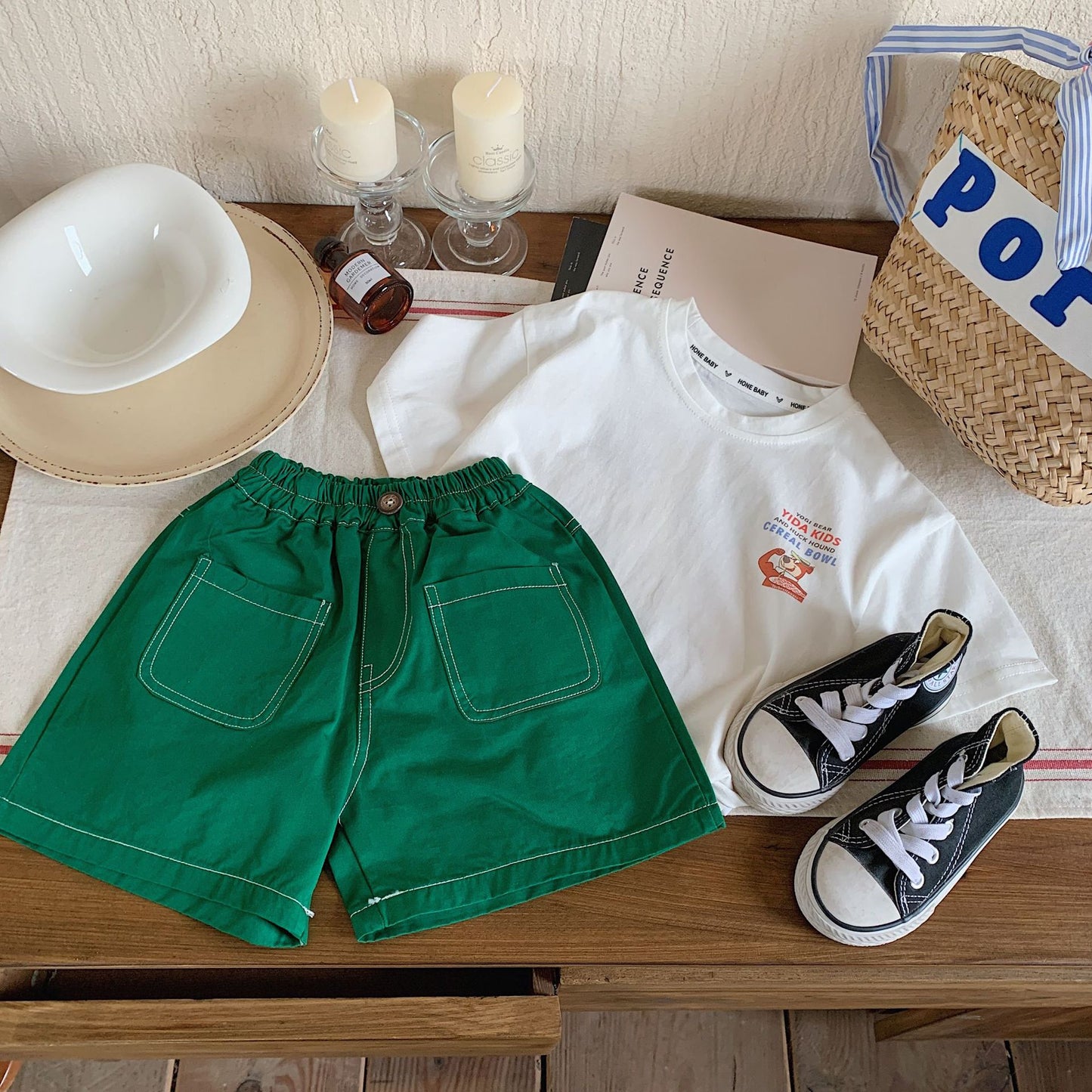 Children's Summer Korean Style Bright Line Cotton Casual Children's Pants