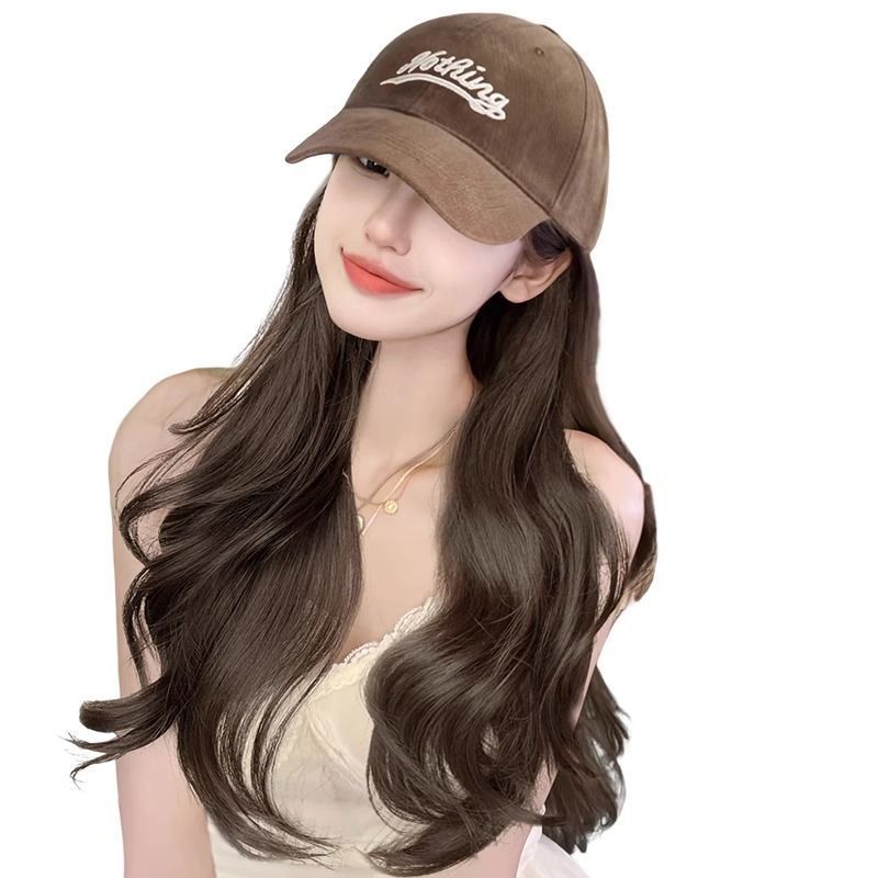 Hat Curly Hair One-piece Artificial Big Wave Fashion Version Brim Wig Long Curls