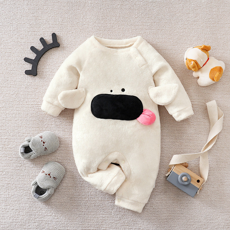 Winter Flannel Jumpsuit Cartoon Fleece-lined Going Out Jumpsuit, Climbing Suit