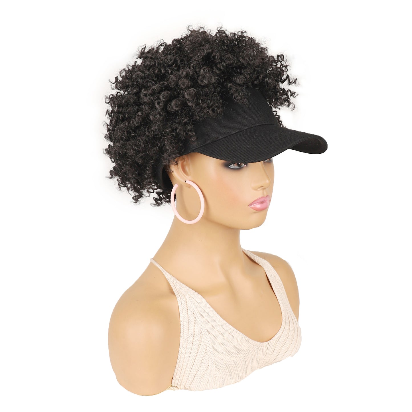 Women's Hat Small Roll Head Cover Screw Spring Wig Short Curly Hair