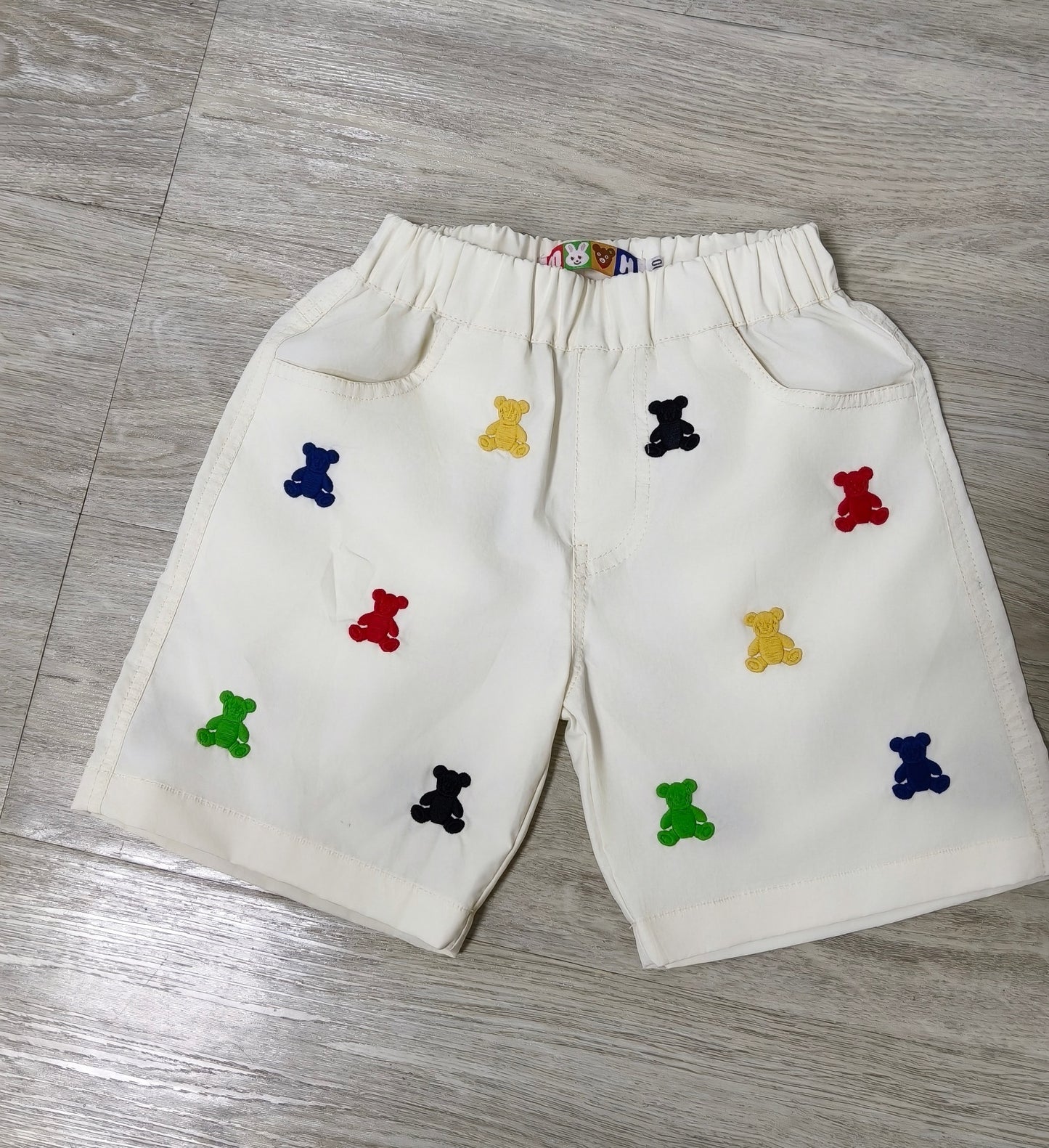 Children's Summer Cartoon Bear Embroidery Shorts Breathable Casual Cropped Fashion Children's Pants